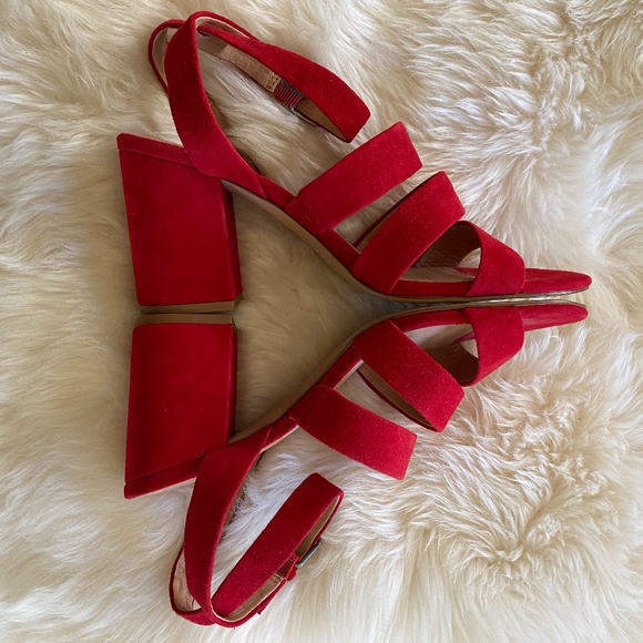 MADEWELL Red triple-strap block heel sandal NIB - Picture 5 of 10